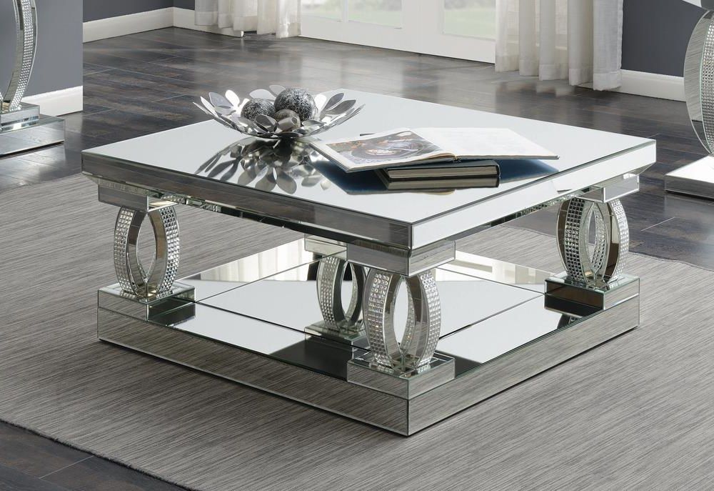 Contemporary Silver Mirrored Coffee Tablecoaster Throughout Widely Used Silver And Acrylic Coffee Tables (View 5 of 20)