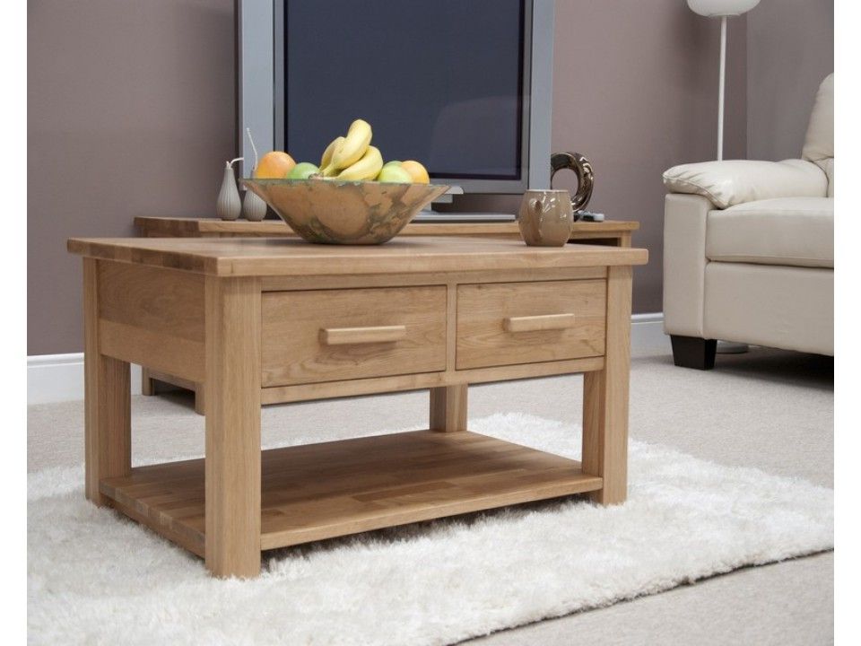 Current 2 Drawer Coffee Tables Pertaining To Sherwood Deluxe Oak 3ft X 2ft 2 Drawer Coffee Table (View 5 of 20)