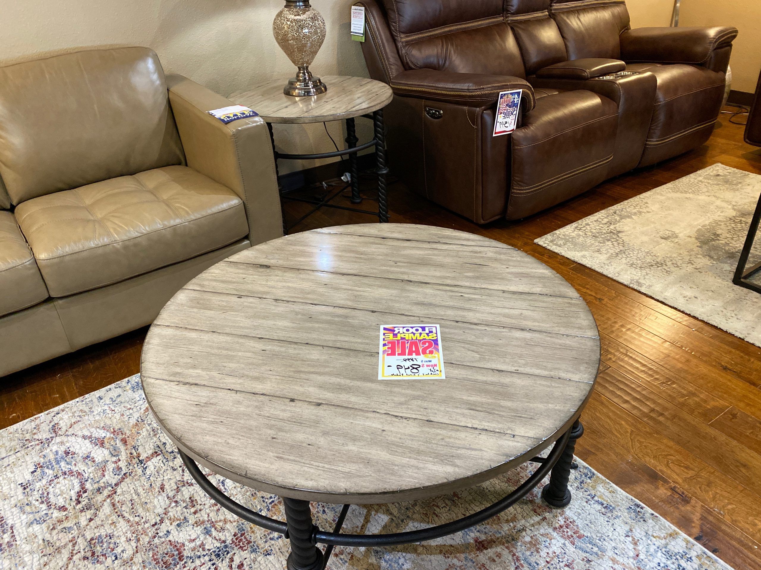 Current Antique Brass Aluminum Round Coffee Tables With Round Wood And Metal Coffee & End Table Set » Clearance (View 12 of 20)