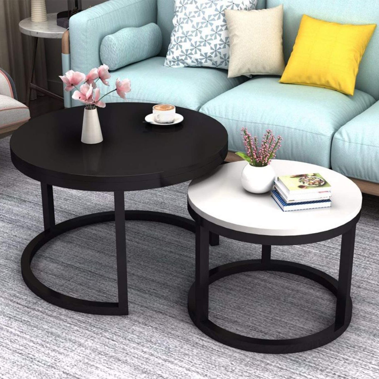 Current Caviar Black Cocktail Tables Intended For 2 Round Tea Table Coffee Table Desk Sets (Gallery 1 of 20)