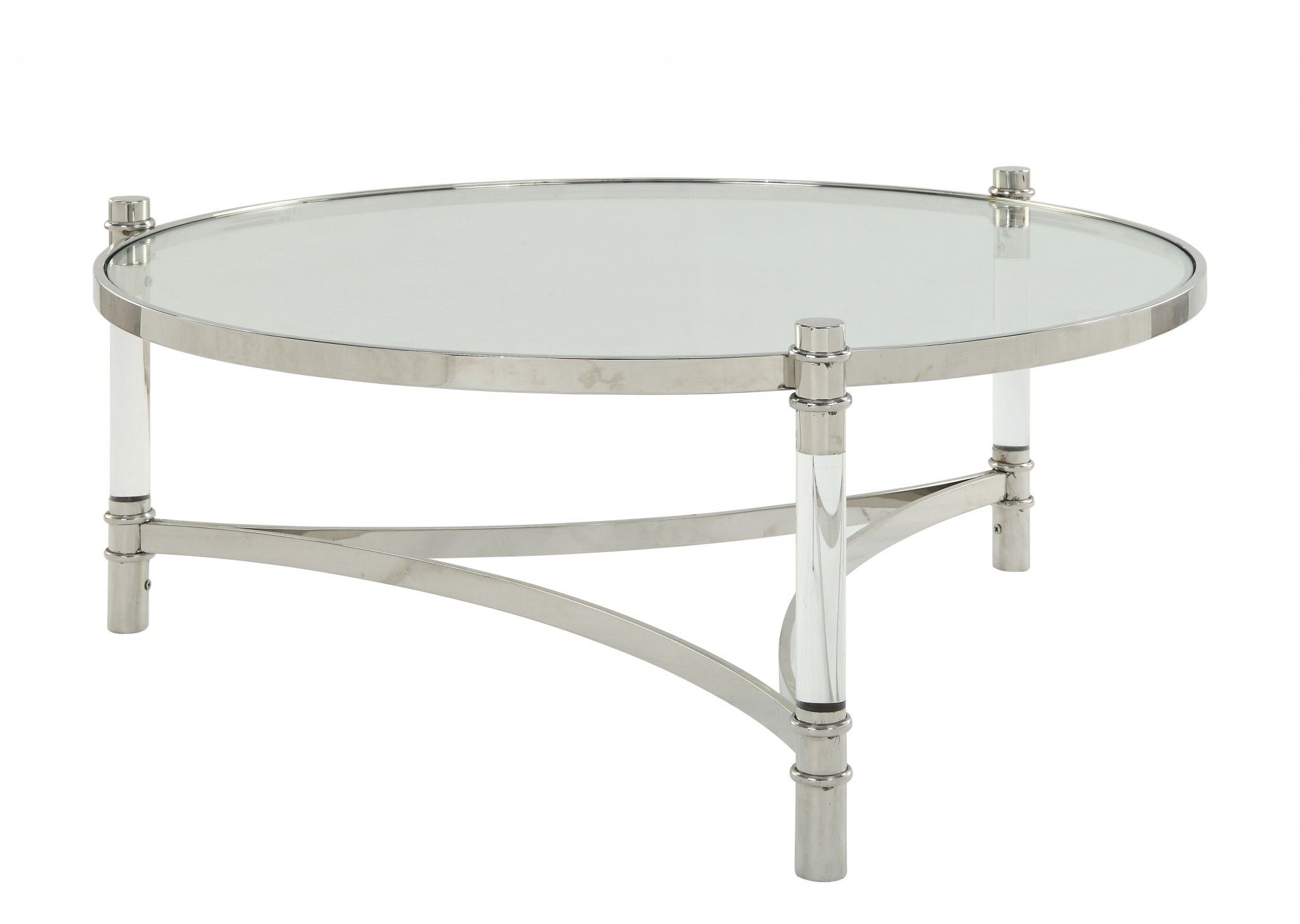 Current Clear Acrylic Coffee Tables Within 41" X 41" X 17" Clear Acrylic, Stainless Steel And Clear (View 16 of 20)