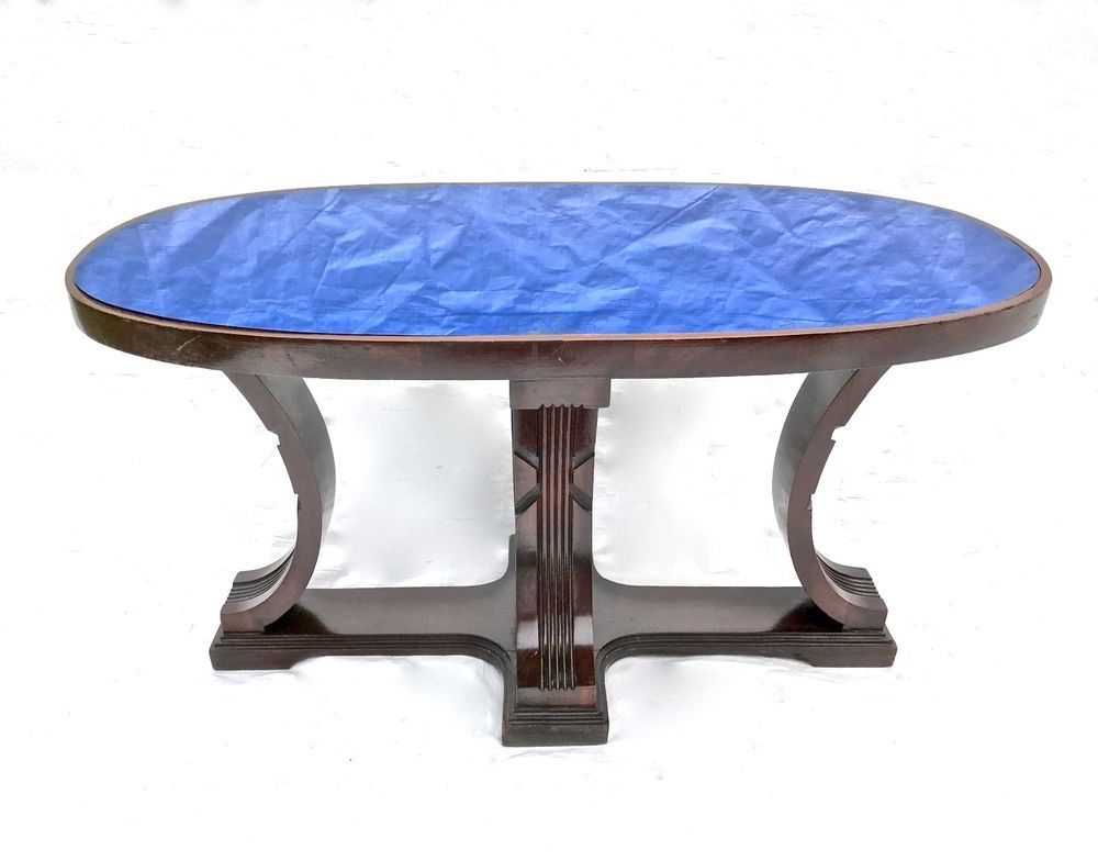 Current Cobalt Coffee Tables Intended For Art Deco Cobalt Blue Glass Mirror Oval Coffee Table. (Gallery 15 of 20)