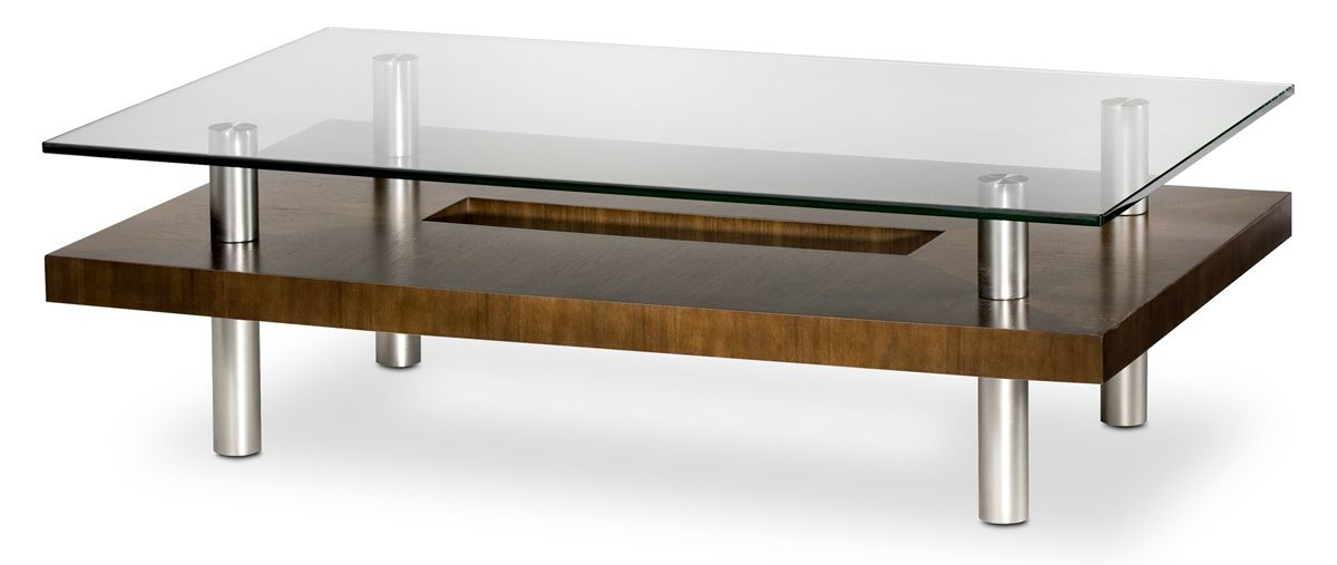 Current Cocoa Coffee Tables With Regard To Bdi Hokkaido 2302 Cw Chocolate Walnut And Glass Long (View 7 of 20)
