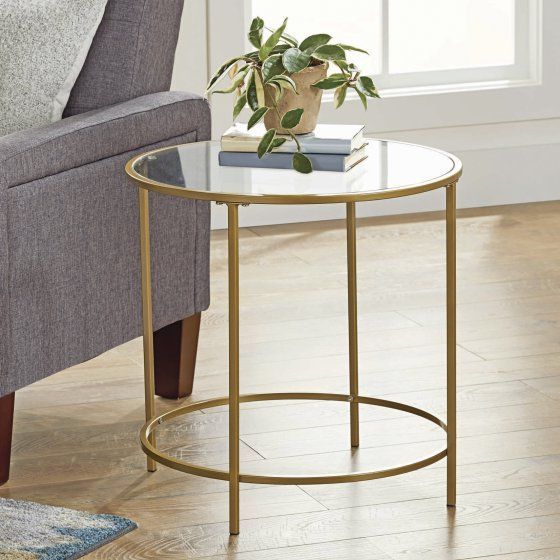 Current Gold And Mirror Modern Cube End Tables For Better Homes & Gardens Nola Side Table, Gold Finish (View 7 of 20)