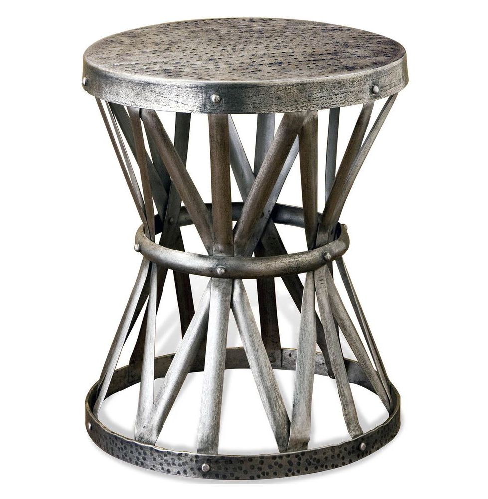 Current Hammered Antique Brass Modern Cocktail Tables Regarding Araby Rustic Hammered Antique Silver Accent Side Table (Gallery 12 of 20)