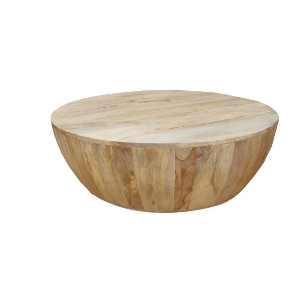 Current Light Natural Drum Coffee Tables Pertaining To Shop Distressed Mango Wood Coffee Table In Round Shape (View 18 of 20)