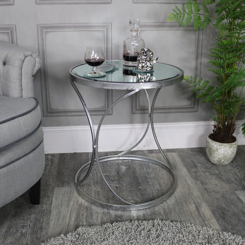 Current Mirrored And Silver Cocktail Tables Throughout Large Silver Mirrored Side Table – Melody Maison® (View 14 of 20)