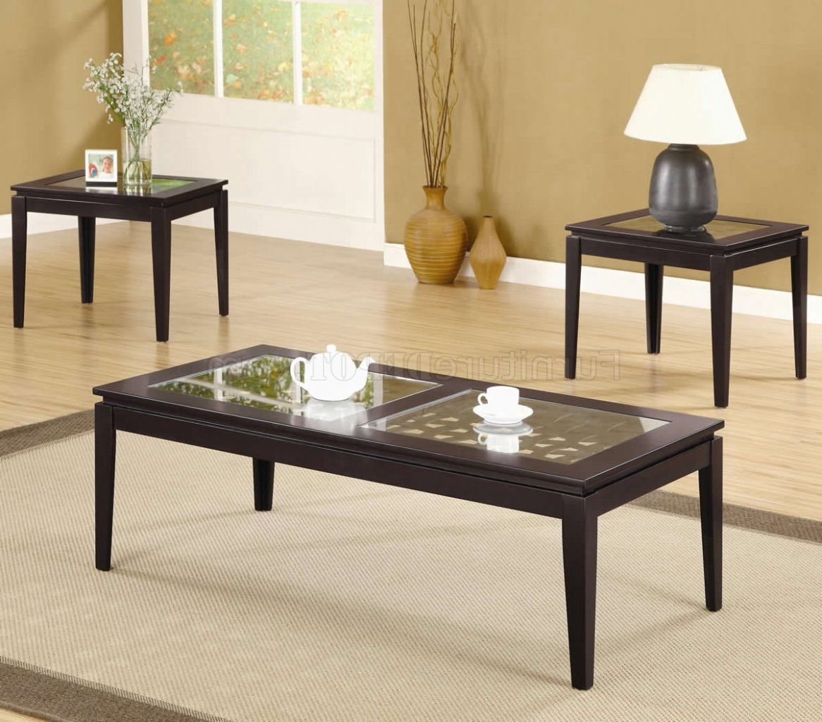 Dark Walnut Finish Modern 3pc Coffee Table Set W/weave Design With Regard To Famous Hand Finished Walnut Coffee Tables (Gallery 12 of 20)