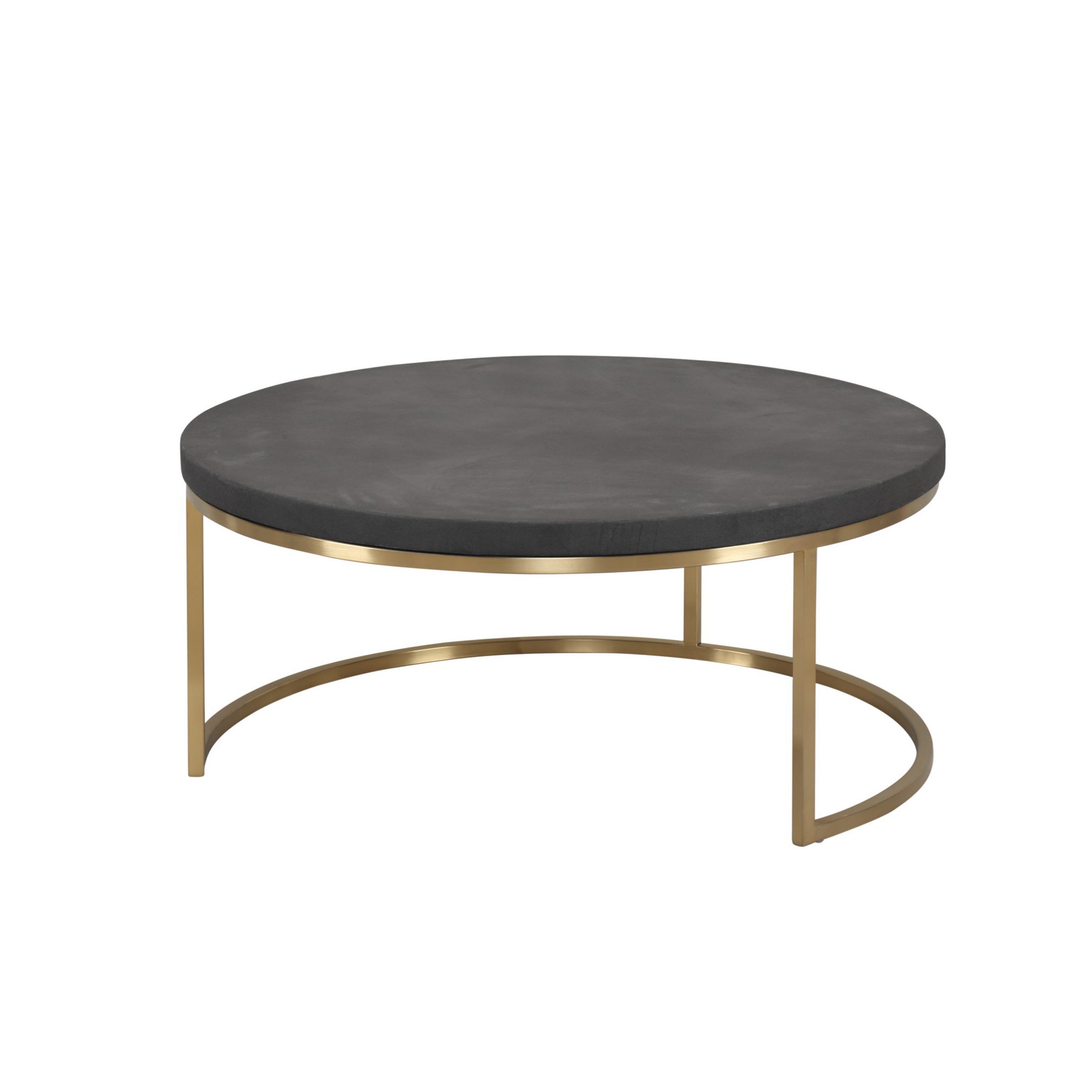 Deco 35" Round Coffee Table Black Concrete Laminate With For Popular Square Black And Brushed Gold Coffee Tables (View 9 of 20)