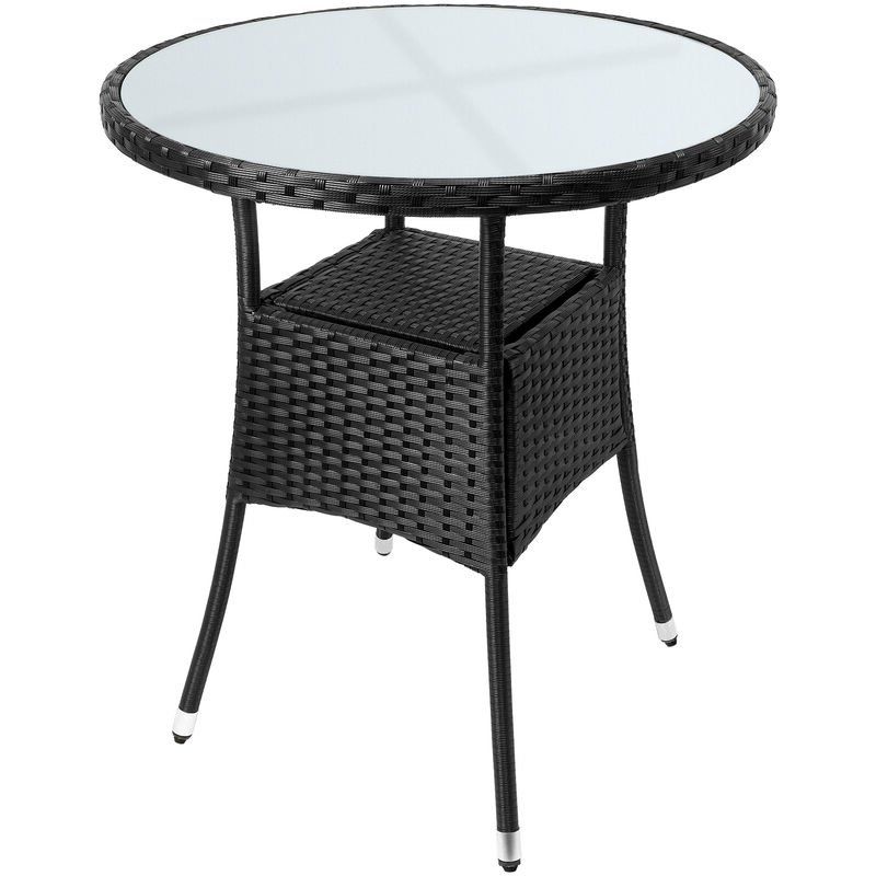 Deuba Poly Rattan Garden Side Table Small Black Round In 2020 Black Round Glass Top Cocktail Tables (Gallery 19 of 20)