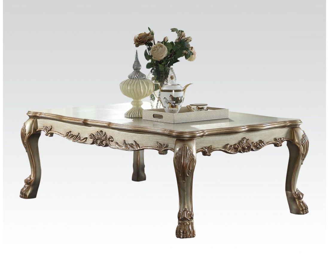 Dresden Traditional Wood Top Ornate Coffee Table In In Most Popular Antiqued Gold Rectangular Coffee Tables (View 15 of 20)