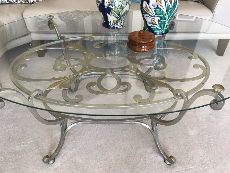 Elegant Silver Tone Metal Base Round Glass Top Coffee With Famous Silver Coffee Tables (View 15 of 20)