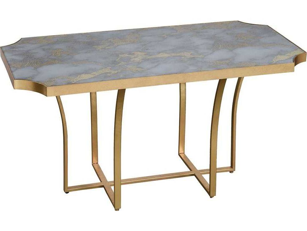Elk Home Gold Leaf / Faux Grey Marble 38'' Wide With Regard To Recent Gray And Gold Coffee Tables (View 2 of 20)