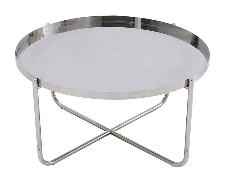 Ember Round Silver Chrome Tray Top Coffee Table With Well Known Silver Mirror And Chrome Coffee Tables (View 12 of 20)