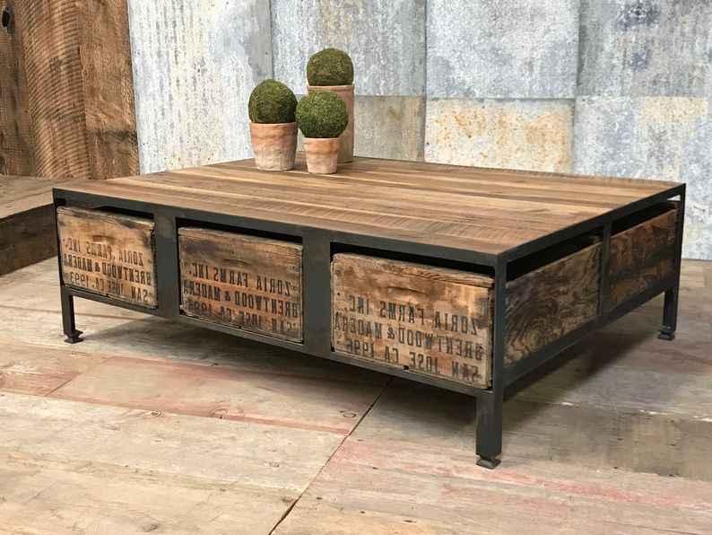 Etsy Inside Most Recent Brown Wood And Steel Plate Coffee Tables (Gallery 18 of 20)