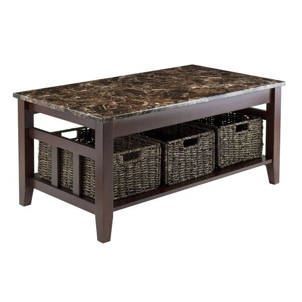 Famous Cocoa Coffee Tables Inside Winsome Zoey Chocolate Wood Faux Marble Top Coffee Table (Gallery 18 of 20)