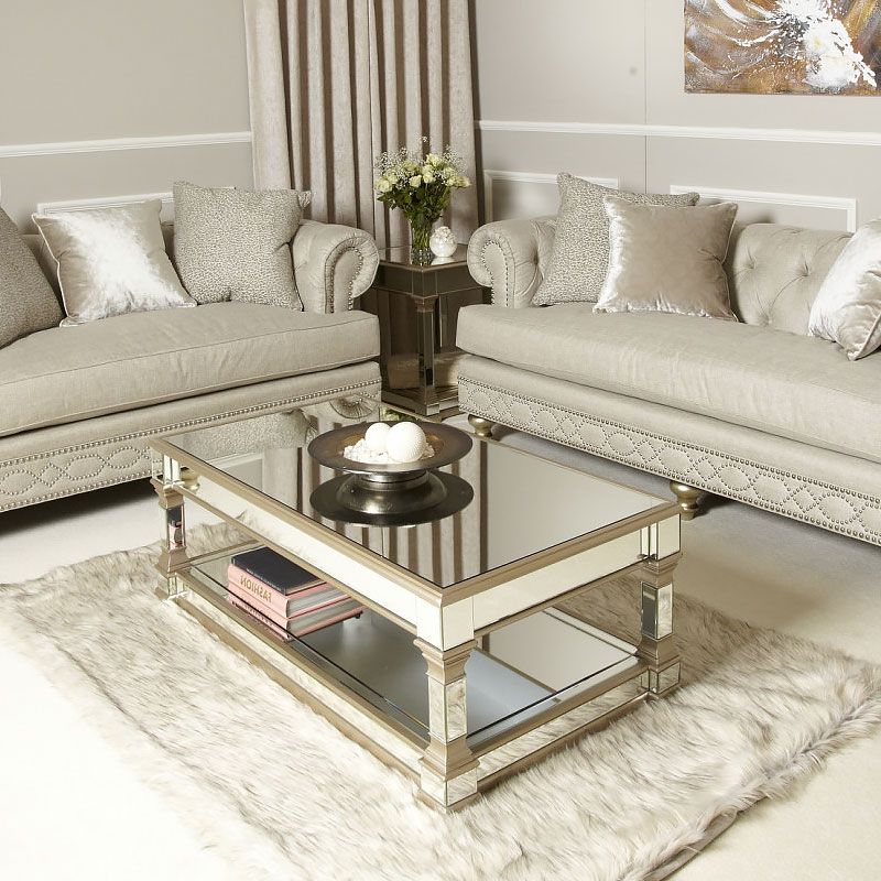Famous Glass And Gold Coffee Tables Intended For Athens Gold Mirrored Low Coffee Table (View 7 of 20)