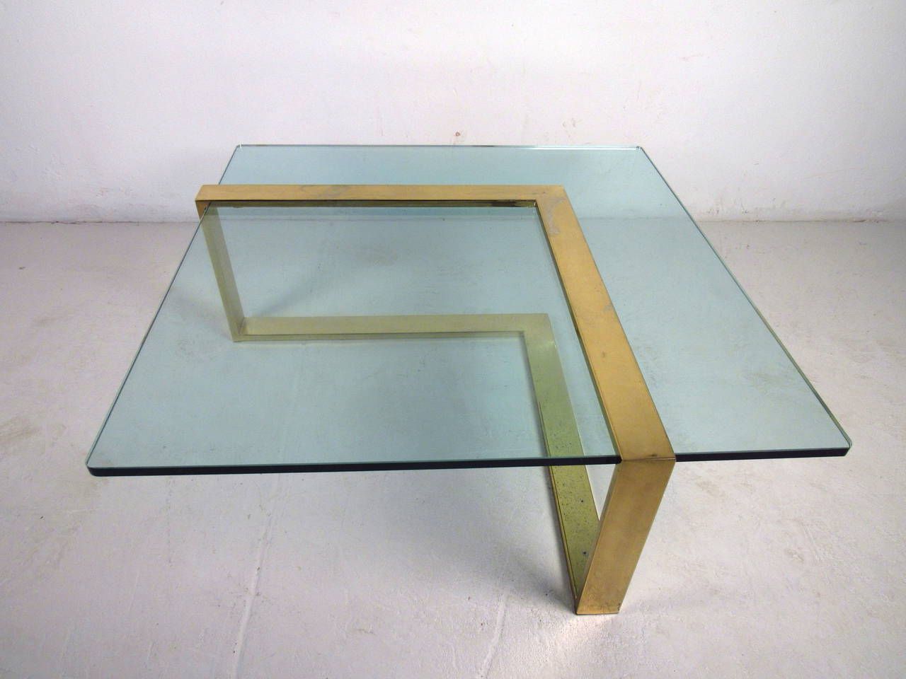 Famous L Shaped Coffee Tables In Brass L Shape Coffee Table With Glass Top At 1stdibs (Gallery 6 of 20)