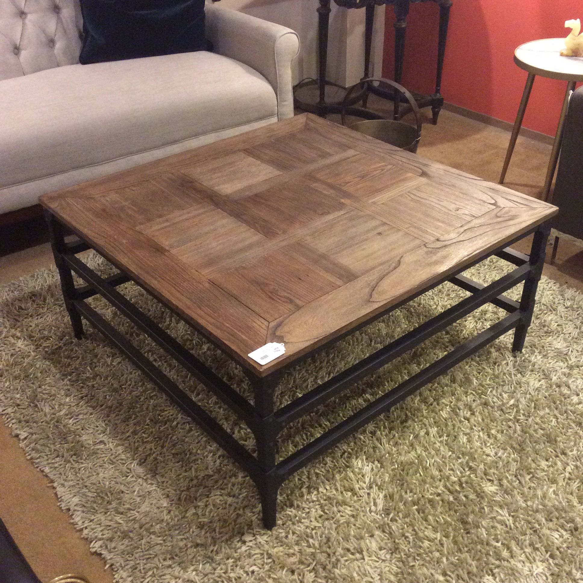 Famous Wood Coffee Tables In Square Wood Metal Coffee Table Sold – Ballard Consignment (Gallery 20 of 20)