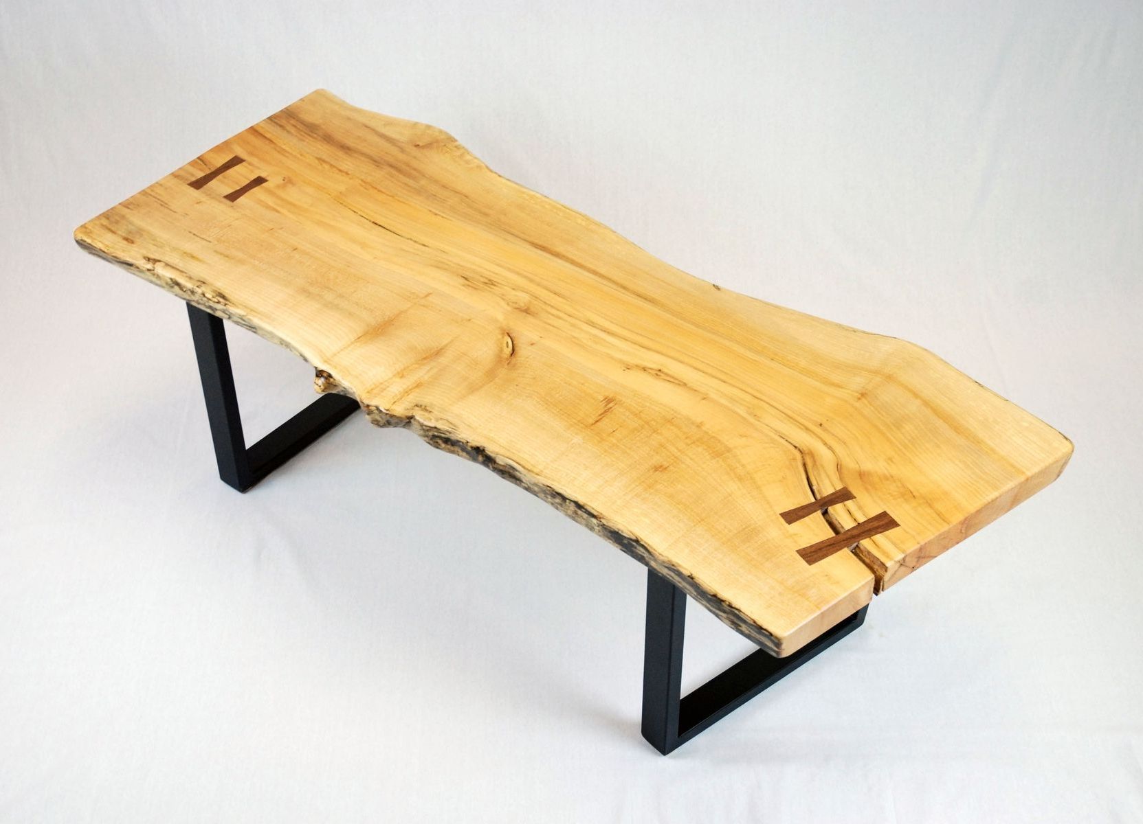 Famous Yellow And Black Coffee Tables Within Hand Made Reclaimed Maple Slab Coffee Table With Black (Gallery 9 of 20)