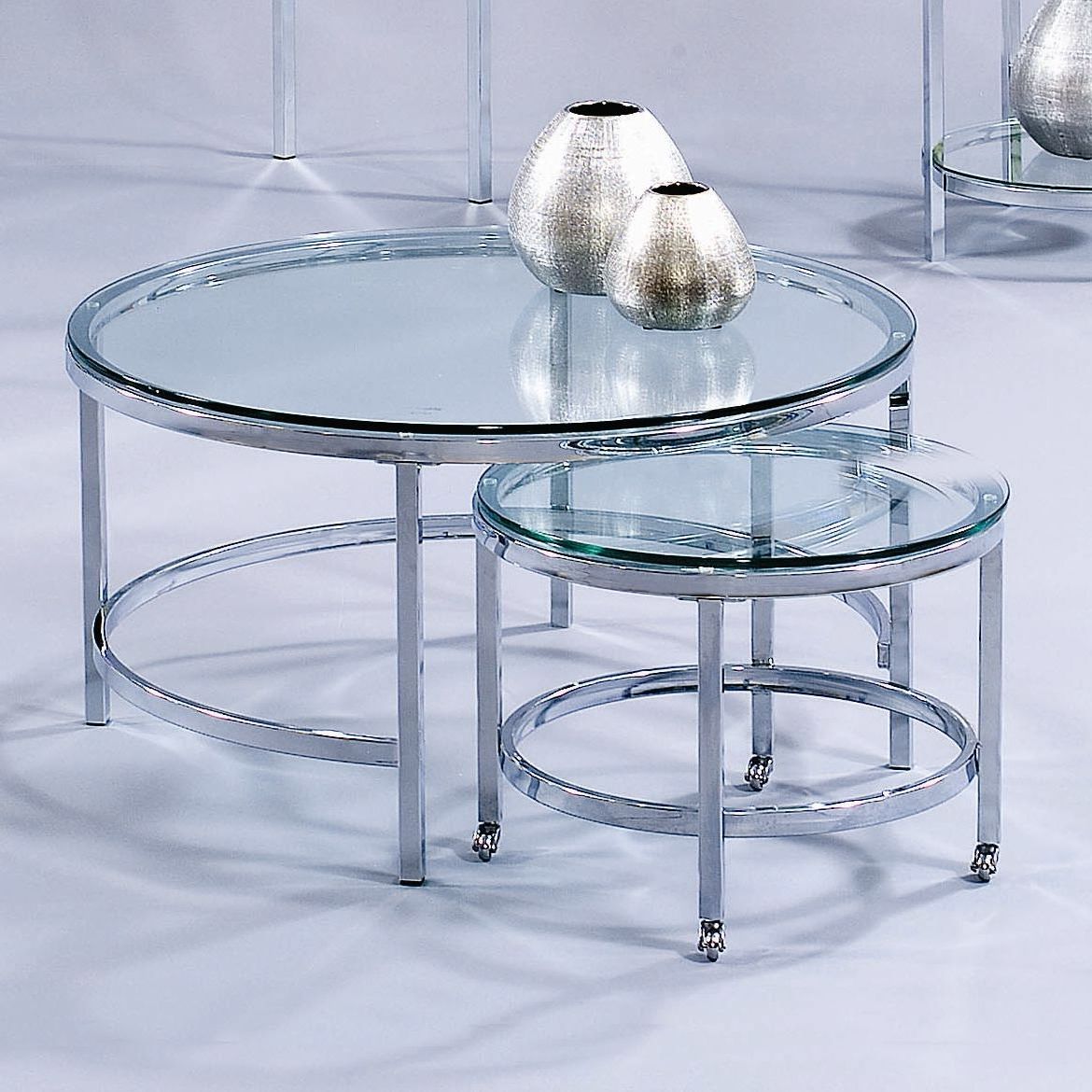 Fashionable 2 Piece Modern Nesting Coffee Tables For Bassett Mirror Patinoire Modular 2 Piece Coffee Table (View 9 of 20)