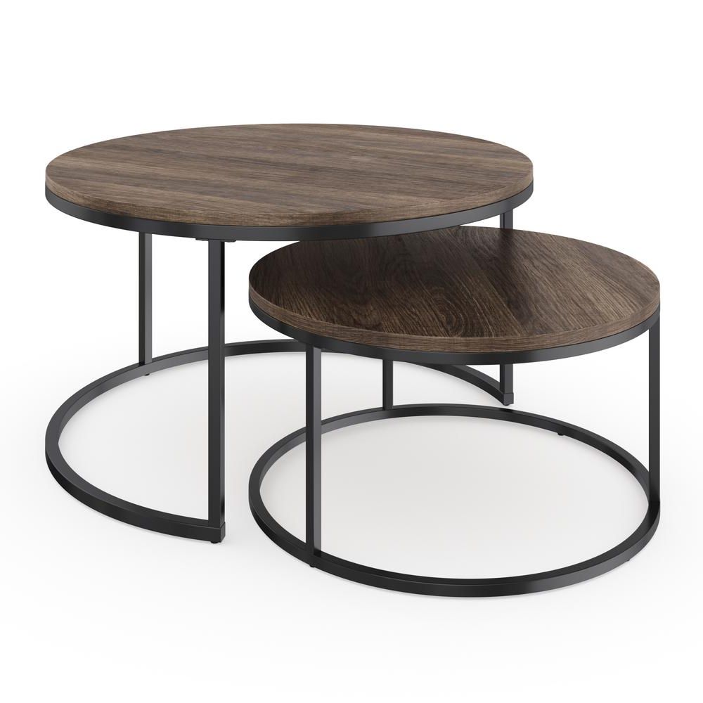 Fashionable 2 Piece Modern Nesting Coffee Tables Within Nathan James Stella 2 Piece 32 In. Black/nutmeg Medium (Gallery 8 of 20)