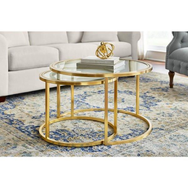 Fashionable Antique Gold Nesting Coffee Tables With Regard To Home Decorators Collection Cheval 2 Piece 30 In. Gold (Gallery 8 of 20)