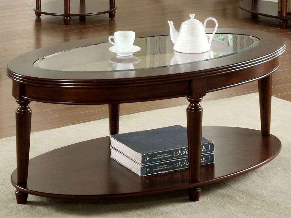 Fashionable Heartwood Cherry Wood Coffee Tables Throughout Granvia Dark Cherry Wood/glass Coffee Tablefurniture (View 12 of 20)