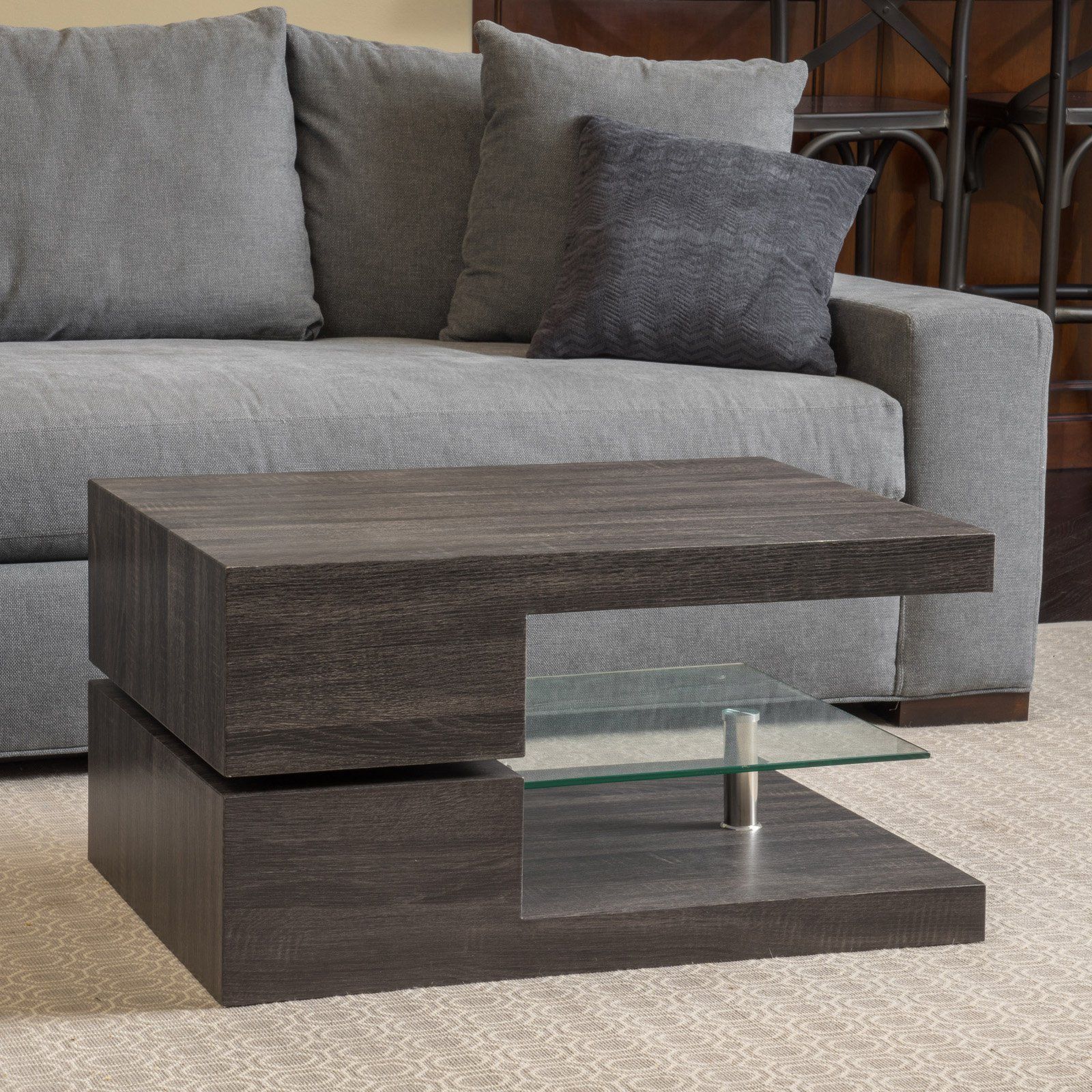Fashionable Rectangular Glass Top Coffee Tables Intended For Small Rectangular Mod Coffee Table With Glass Shelf (Gallery 19 of 20)