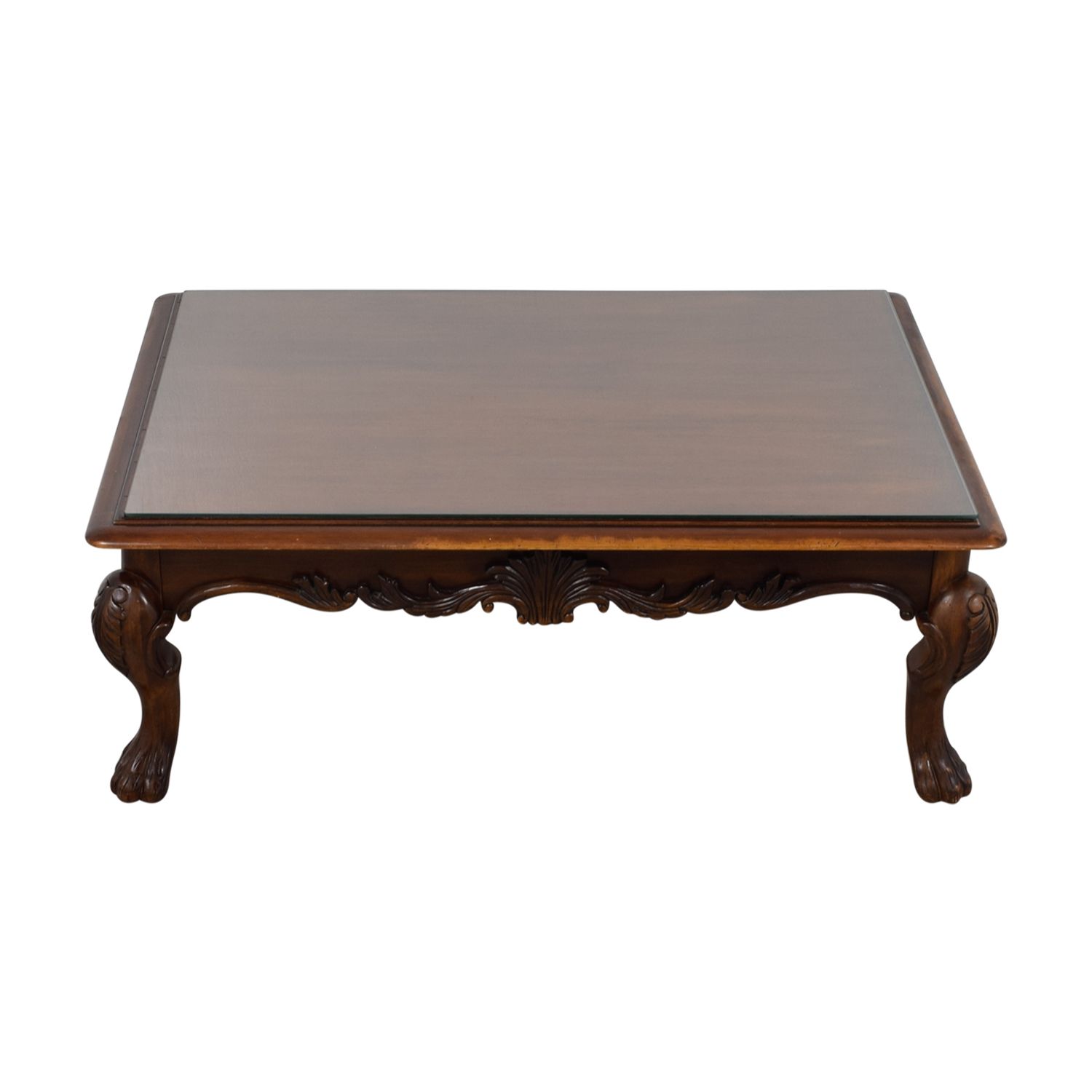 [%fashionable Rectangular Glass Top Coffee Tables Regarding 75% Off – Rectangular Carved Wood Coffee Table With Glass|75% Off – Rectangular Carved Wood Coffee Table With Glass Intended For Current Rectangular Glass Top Coffee Tables%] (View 10 of 20)