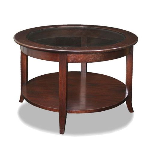 Favorite Finds Chocolate Oak Round Coffee Table @ Bellacor Throughout Recent Cocoa Coffee Tables (Gallery 10 of 20)