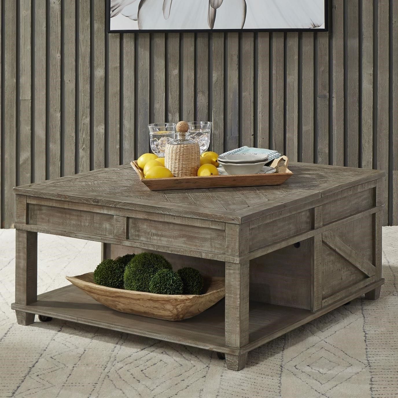 Favorite Rustic Barnside Cocktail Tables Throughout Liberty Furniture Parkland Falls Rustic Square Lift Top (Gallery 2 of 20)