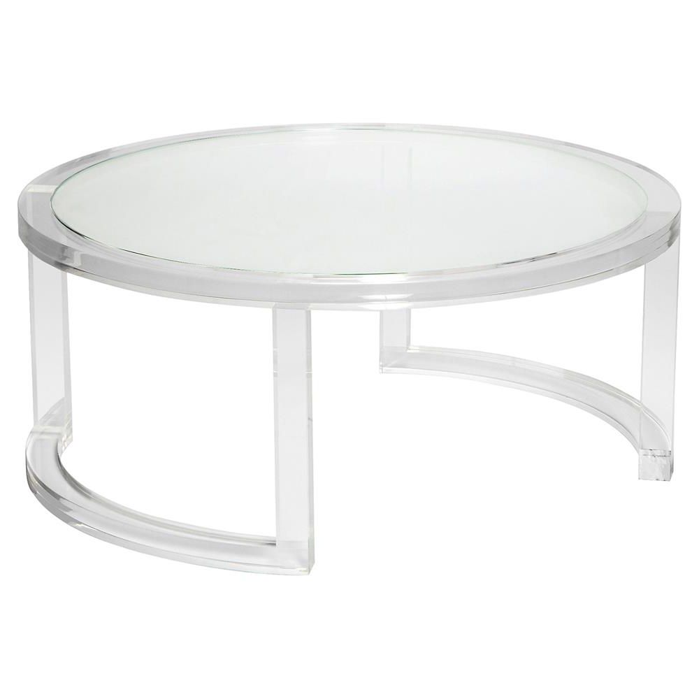 Favorite Silver And Acrylic Coffee Tables With Interlude Ava Modern Round Clear Glass Acrylic Round (Gallery 7 of 20)