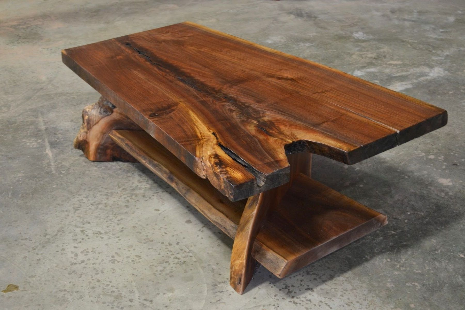 Favorite Walnut Wood And Gold Metal Coffee Tables Intended For Hand Crafted Live Edge Walnut Coffee Tablecorey Morgan (View 15 of 20)