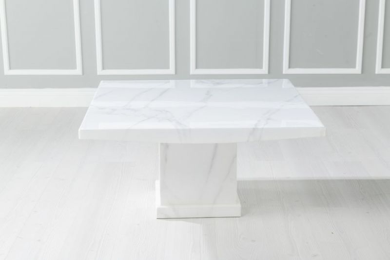 Favorite White Stone Coffee Tables For Prague White Marble Coffee Table – Furntastic Furniture Uk (Gallery 20 of 20)