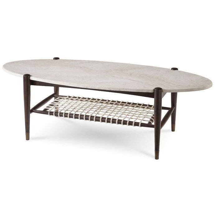 Featuring An Oval Stone Top And Mesh Rope Shelf, This Eye With Most Recent Oval Corn Straw Rope Coffee Tables (View 10 of 20)