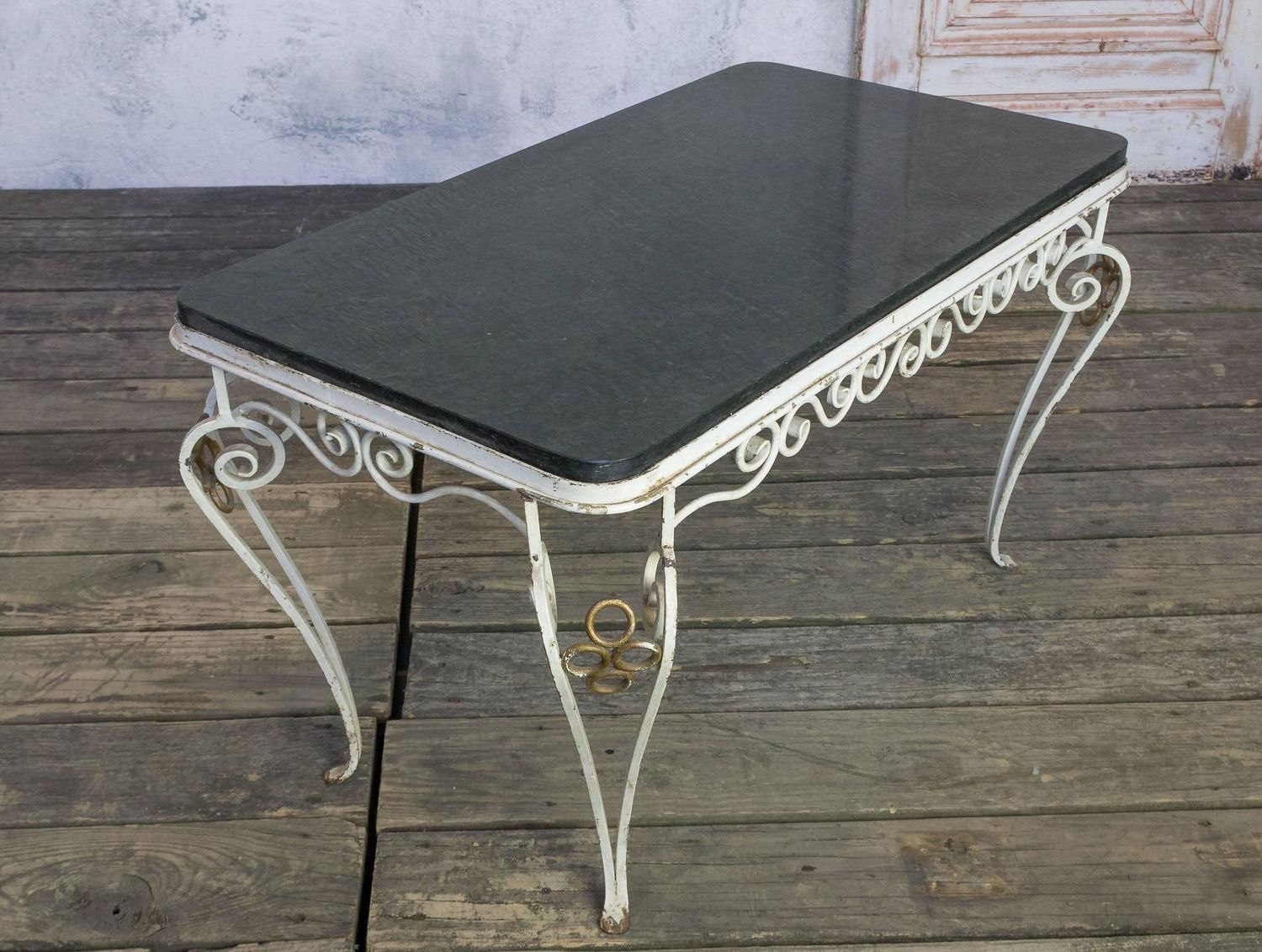 French, 1950s Wrought Iron Coffee Table With Black Marble With Most Recent Aged Black Iron Coffee Tables (View 1 of 20)