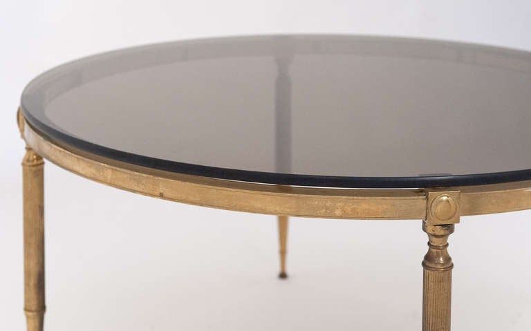 French Vintage Smoked Glass And Brass Coffee Table At 1stdibs Pertaining To Current Brass Smoked Glass Cocktail Tables (View 8 of 20)