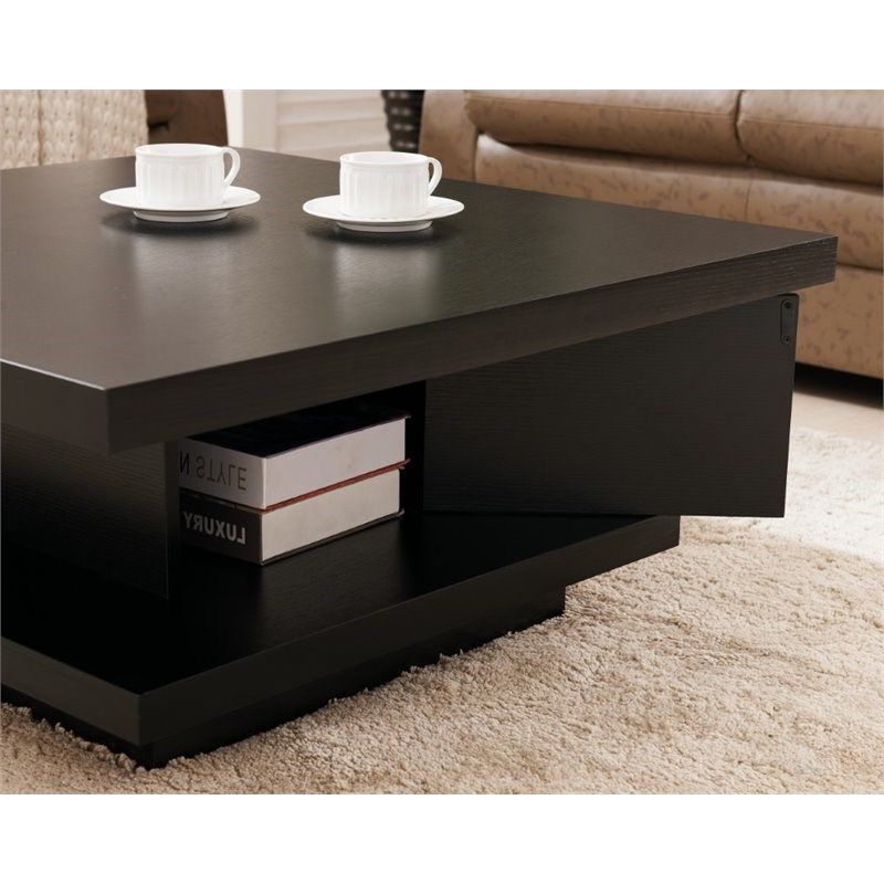 Furniture Of America Carenza Contemporary Square Wood Within Fashionable Black Wood Storage Coffee Tables (Gallery 10 of 20)