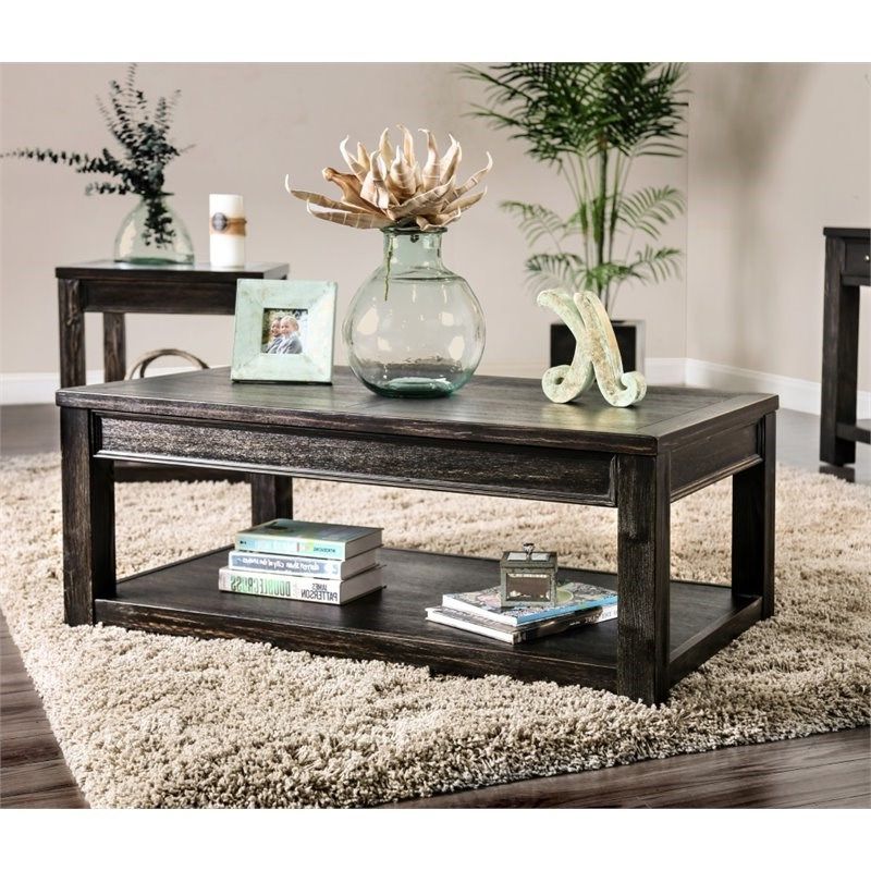 Furniture Of America Deston Wood 1 Shelf Coffee Table In Throughout Most Popular 1 Shelf Coffee Tables (View 9 of 20)