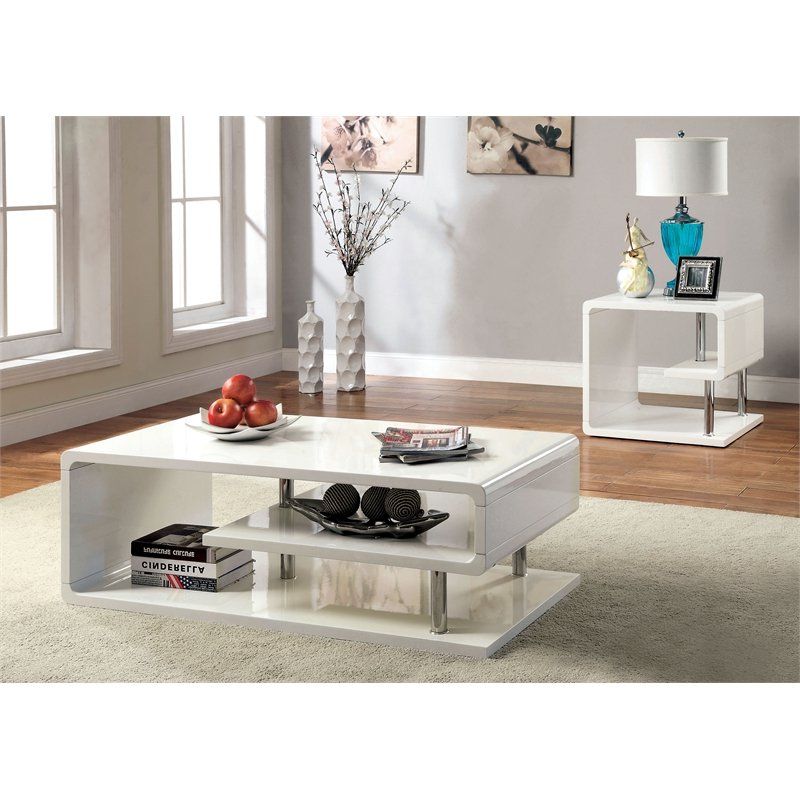 Furniture Of America Lazer Geometric Wood Coffee Table In In Most Up To Date White Geometric Coffee Tables (View 18 of 20)