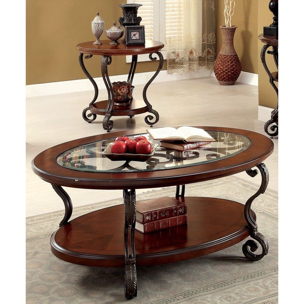 Furniture Of America Raiz Traditional Cherry 2 Piece Regarding Trendy 2 Piece Round Coffee Tables Set (View 15 of 20)