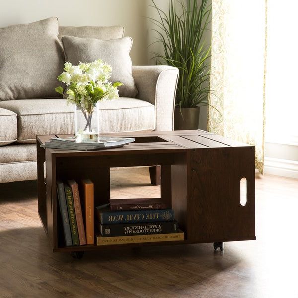 Furniture Of America 'the Crate' Square Coffee Table With Pertaining To Well Known Open Storage Coffee Tables (Gallery 20 of 20)