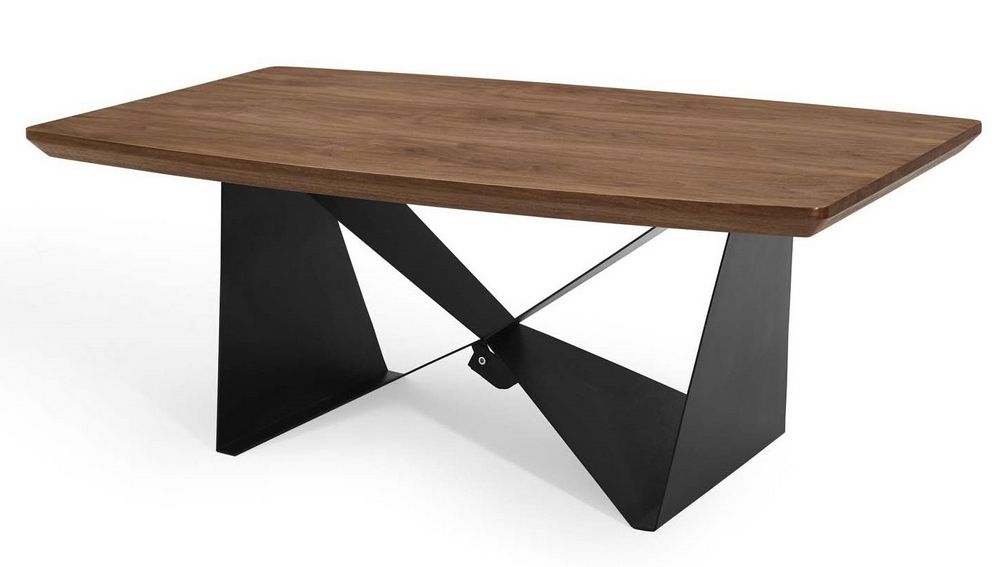 Gemini Walnut Wood/matte Black Metal Coffee Tablemodway Pertaining To Well Liked Matte Black Coffee Tables (View 2 of 20)