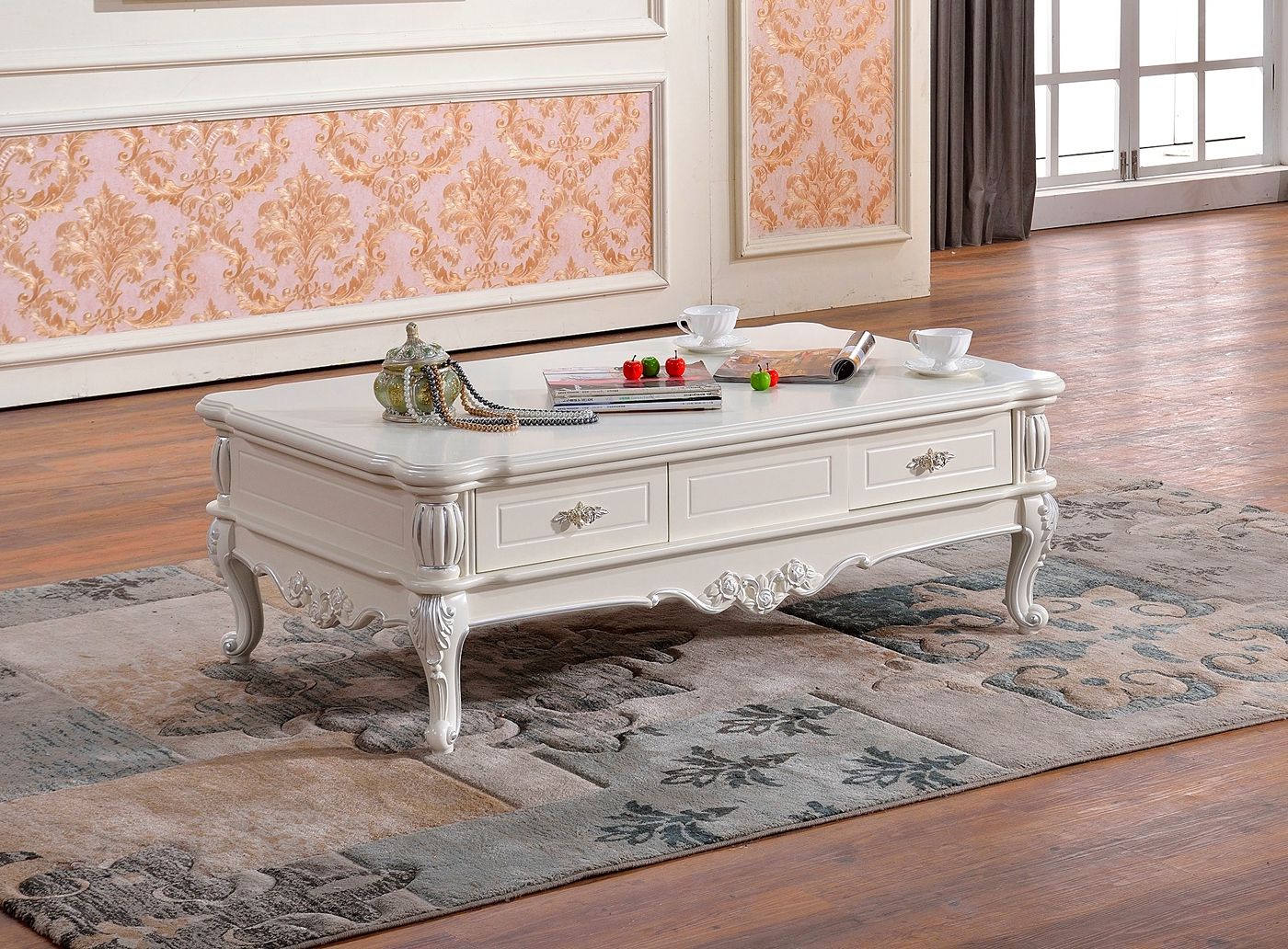 Gianna Traditional 2 Drawer Wooden Coffee Table In Pearl Regarding 2020 2 Drawer Coffee Tables (Gallery 1 of 20)