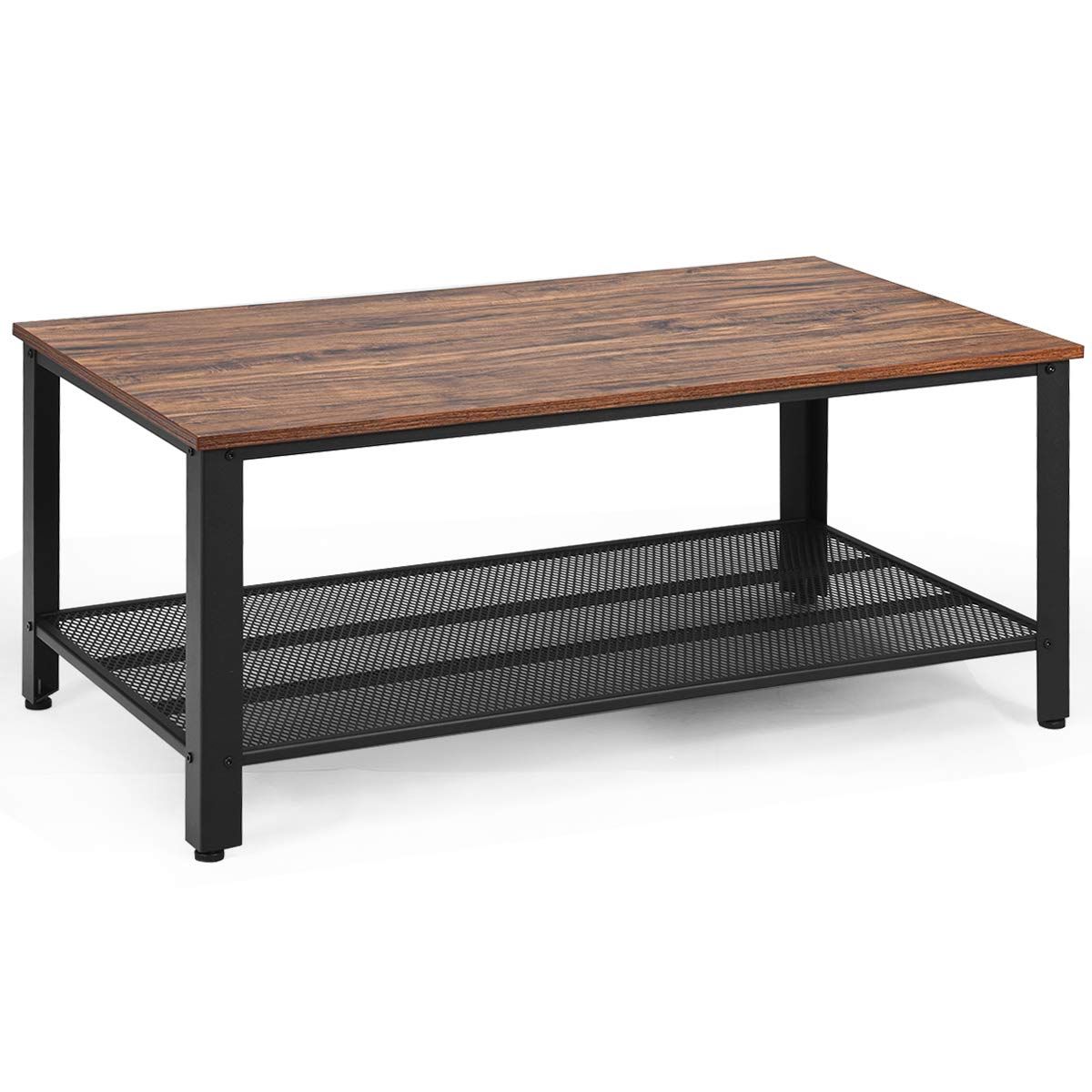 Giantex Coffee Table 42 Inch W/storage Shelf And Inside Most Recent Pecan Brown Triangular Coffee Tables (View 11 of 20)