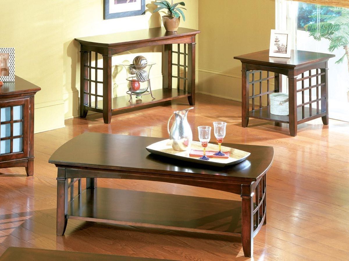 Glasgow Dark Chocolate Cherry Coffee Table Set Throughout Most Popular Cocoa Coffee Tables (View 4 of 20)
