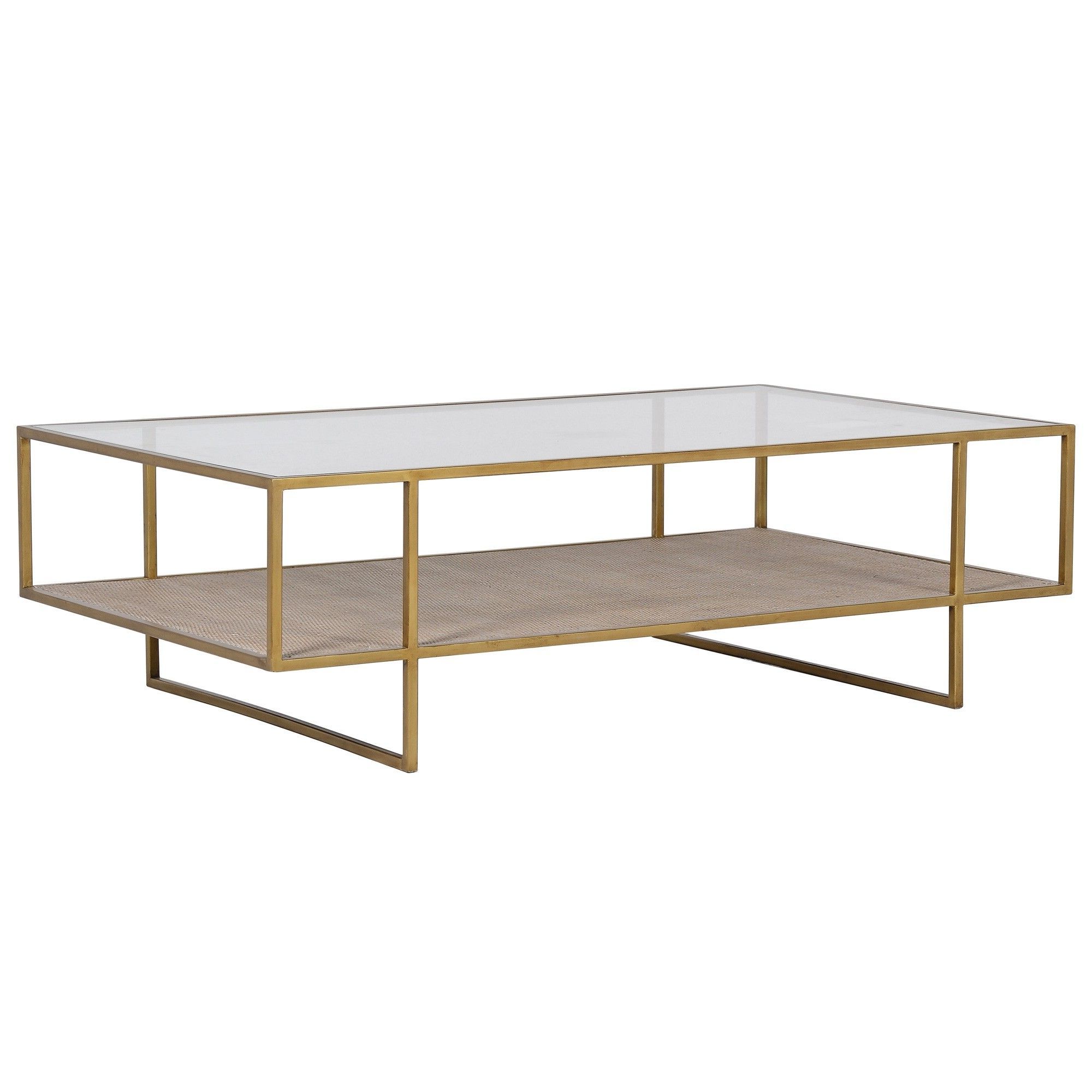 Glass Topped Rectangular Coffee Table In Gold (View 6 of 20)