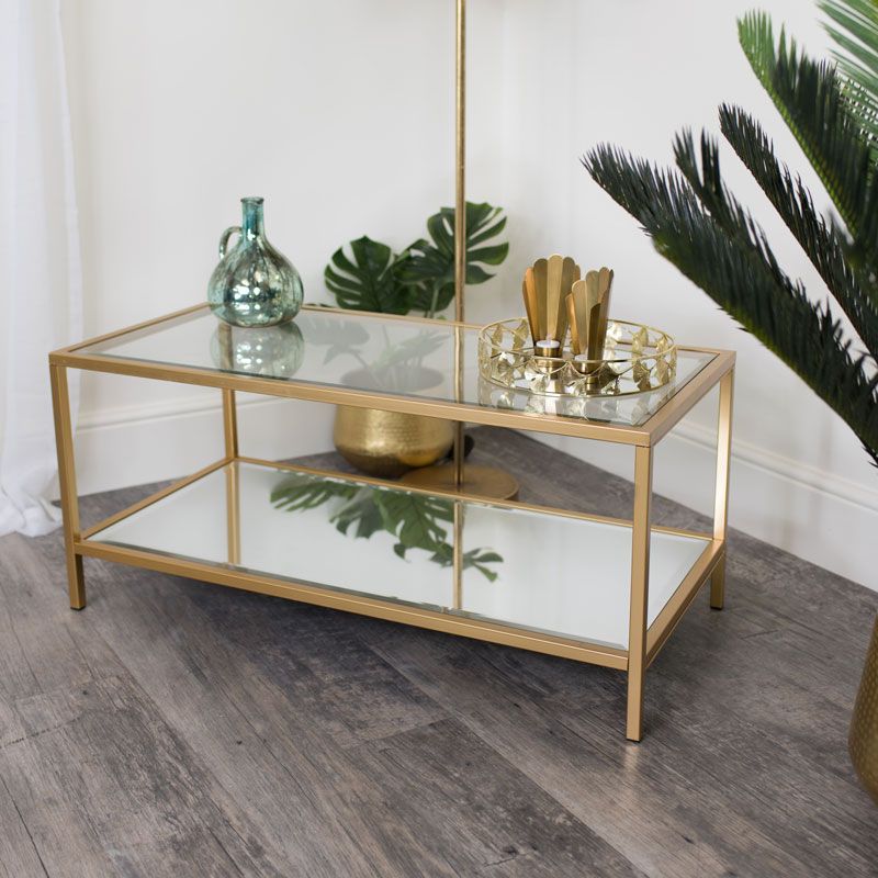 Gold Glass/mirrored Coffee Table Throughout 2019 Antique Blue Gold Coffee Tables (Gallery 6 of 20)