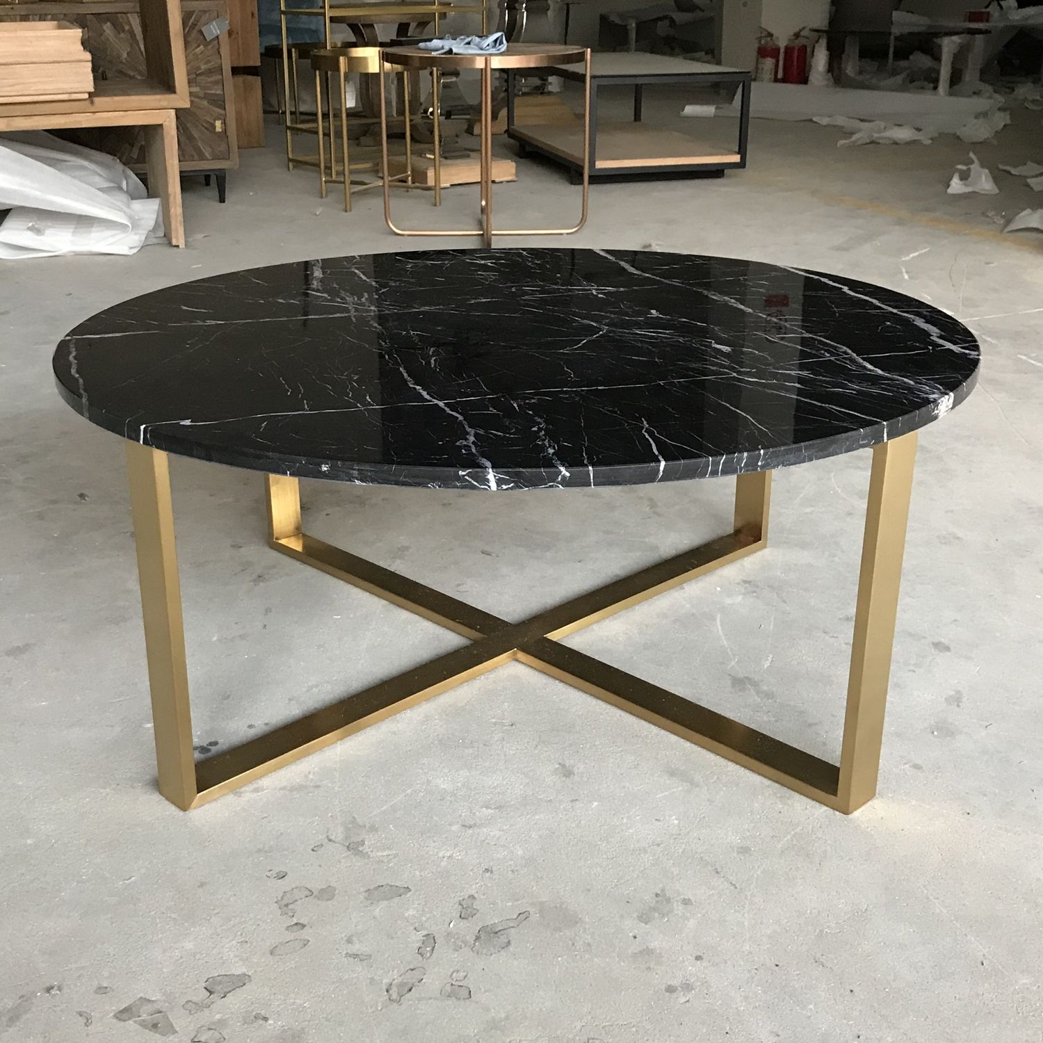 Gold Metal Base Wholesale Round Black Marble Coffee Table In Most Current White Marble Gold Metal Coffee Tables (View 15 of 20)
